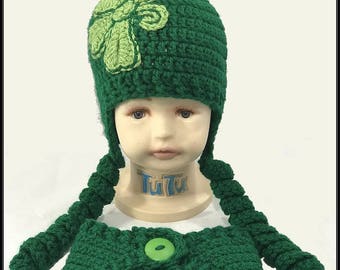 Crocheted St. Patrick's Day Hat & Diaper Cover Set: Newborn Photo Prop