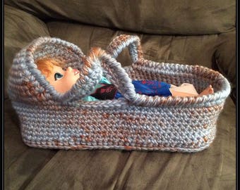 free crochet pattern for dolls moses basket