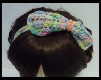 Crocheted Pastel Headband: Hand-Dyed Wool, Boho Hippie Style