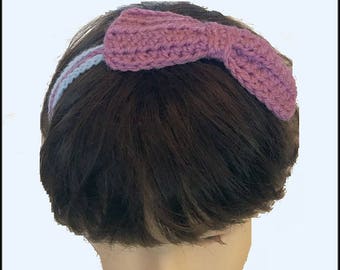 3 strand Lavender and Baby Blue Headband with matching attached bow!  Ready to ship! Boho Hippie
