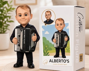 Statuetta personalizzata di un fisarmonicista, bobblehead personalizzato per musicisti, action figure 3D, mini bambola fisarmonicista, regalo per amanti della musica