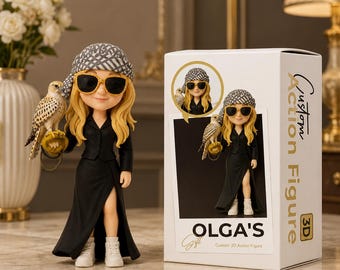 Custom 3D Action Figure from Photo – Personalized Figurine with Luxury Box – Unique Gift for Her, Travel Memory, Falcon Lover Doll