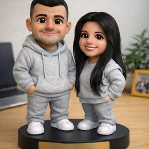 Aangepast karikatuurbeeld van koppel – Gepersonaliseerd 3D-beeldje van foto