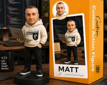 Custom Programmer Action Figure, Personalized IT Specialist Gift, Software Developer Figurine, Coding Desk Decor, IT Student Gift, Geek Gift