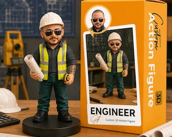 Custom Engineer Figurine Gift for Men | Personalized 3D Engineer Action Figure | Civil Engineer Graduation Gift | Engineering Student Gift