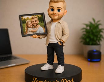 Personalised Dad Bobblehead Figure | Custom 3D Dad Statue | Father's Day Gift | Best Dad Ever | Gift for Dad from Kids | Custom Name Base