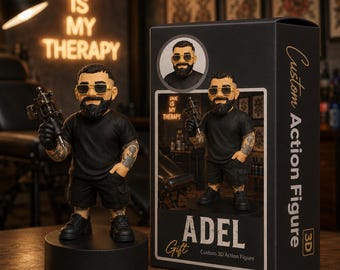 Personalized Tattoo Artist Gift for Him, Custom 3D Tattooist Figure, Tattoo Shop Desk Decor, Unique Tattoo Lover Gift, Adel Figurine