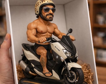 Motorcyclist Gift Custom Rider Figurine – Personalized Biker Statue on Scooter – Unique Motorcycle Lover Gift for Him