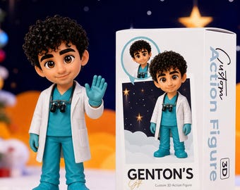 Custom Doctor Action Figure - Personalized Dentist Mini Me - Surgeon 3D Portrait Statue - Medical Graduation Gift - Healthcare Hero Keepsake
