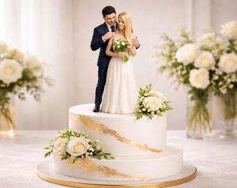 Custom Wedding Cake Topper | Personalized Bride & Groom Figurine | Luxury Cake Topper | Realistic Couple Topper | Unique Wedding Decor