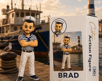 Personalized Sailor Bobblehead Gift for Men – Custom 3D Action Figure for Captain, Navy Lover, Fisherman or Maritime Worker – Unique Decor