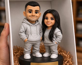 Custom Couple Caricature Statue – Personalized 3D Figurine from Your Photo