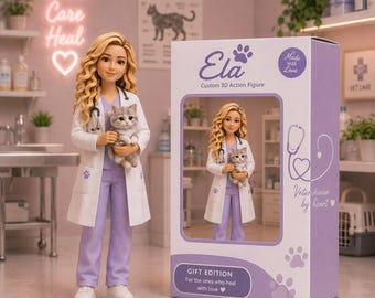 Custom Veterinarian 3D Figure – Personalized Vet Gift | Cute Action Figure Keepsake for Veterinary Graduation, Clinic Desk & Animal Lovers