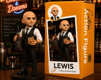 Personalized Bartender Action Figure Gift, Custom 3D Bartender Figurine, Bartender Gift for Him, Cocktail Lover Gift, Bar Decor, Mini Me Fig