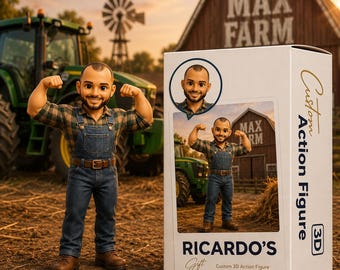 Custom Farmer Action Figure from Photo | Personalized 3D Printed Farmer Doll | Funny Farm Gift for Him | Country Style Mini Me Figurine