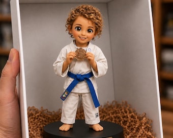 Custom Martial Arts Action Figure - Personalized Karate or Jiu-Jitsu 3D Figure, Personalized Sports Trophy, Taekwondo Gift for Son/Daughter