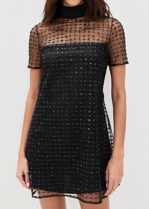 black star dress short Buy Lipsy Black Sequin Star Velvet Long Sleeve Mini Dress from Next USA