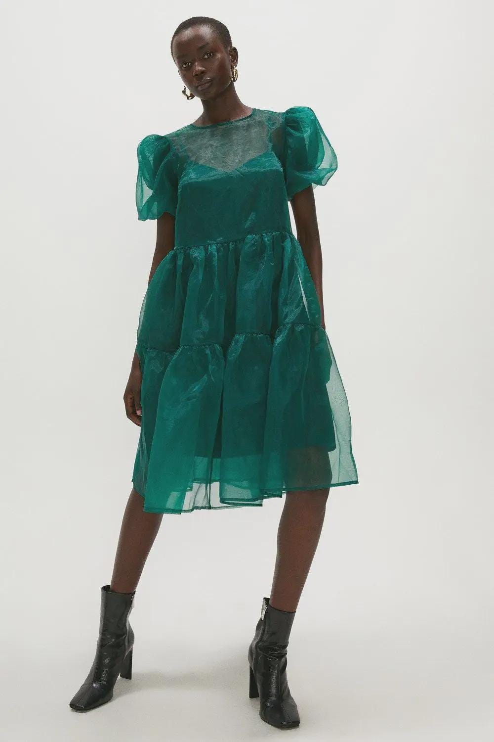 knee length dresses for ladies Happy Sad Mesh Smock Mini Dress – Lazy Oaf main image 0