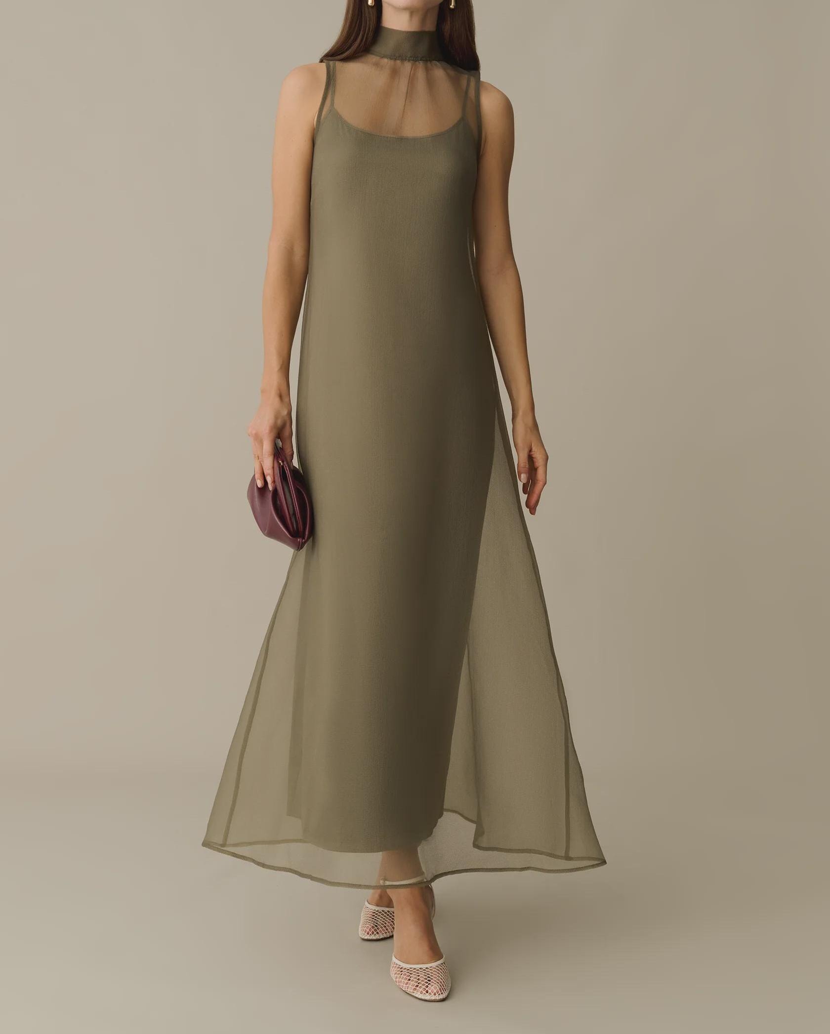 open lace back dress Green Floral Printed Organza Dress Material