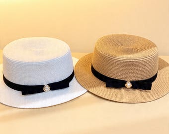 Vintage Black Wide Brim Straw Sun Hat - Nordstrom Made in  display picture 2