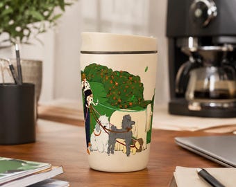 Tuu Botanische Illustration Becher, 12 Unzen SmoothSip Slider Kaffeetasse, Poetic Floral Line Art Edelstahl Geschenk