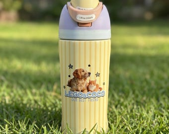 Personalisierte Owala-Haustierwasserflasche, 16 Unzen kundenspezifischer Hundekatzen-Foto-Becher, nettes Geschenk für Haustierliebhaber
