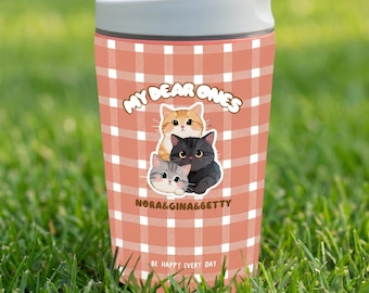 Benutzerdefinierte OWALA Haustierwasserflasche, personalisierter Hundekatzenbecher 12 Unzen, isoliertes Edelstahlgeschenk für Tierliebhaber
