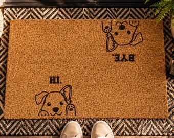 Hi Bye Dog Doormat: Personalized Welcome Mat