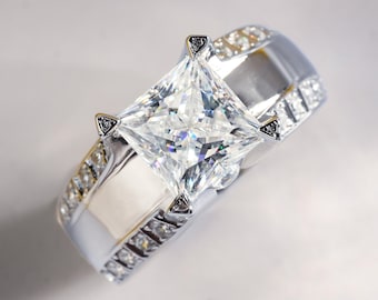 S925 Sterling Silber 3 Karat Moissanit Ring | Ewiger Solitär Verlobung, Minimalistischer Hochzeitsschmuck, Jubiläumsgeschenk