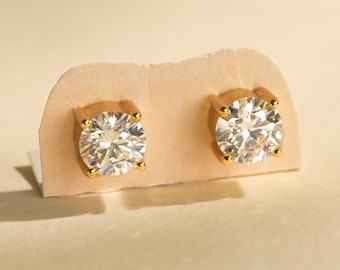 2CT Moissanite Magnetic Clip-On Earrings, S925Sterling Silver,18KGold Plated,4-Claw Setting,No Piercing Needed,Hypoallergenic,Christmas Gift