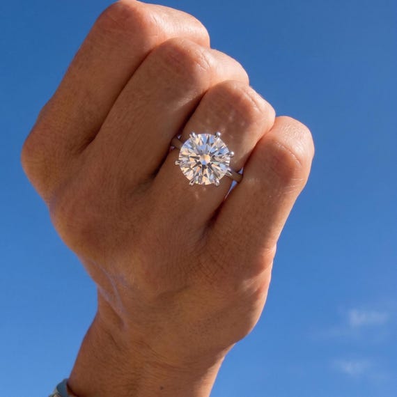 S925 Sterling Silver 5CT Moissanite Engagement  Ring |  big  huge diamond ring | Promise Ring, Valentine's Day Gift
