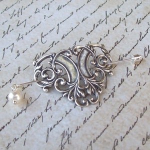 Celtic Shawl Pin, Celtic Lapel Pin, silver shawl pin, scroll, stick pin, hat pin, Irish, fall fashion, silver scarf pin