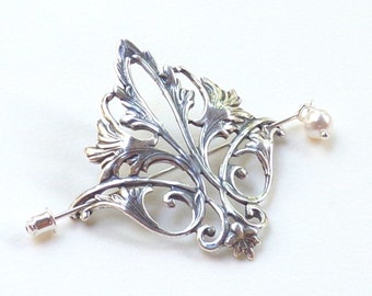 Fleur De Lis Shawl Pin, Fleur De Lis Scarf Pin, silver shawl pin, hair slide, oxidized, fall fashion, antique design, victorian