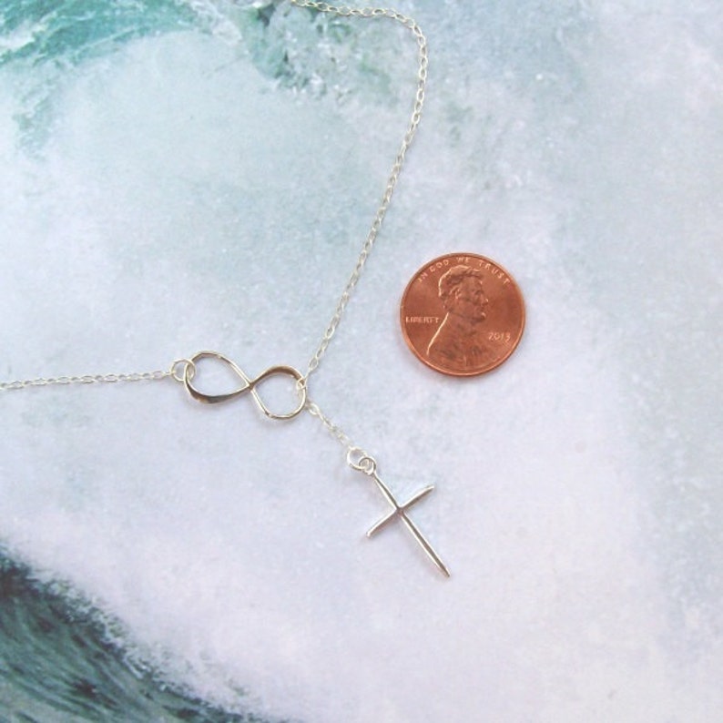 Cross and Infinity Necklace, Infinity Lariat Necklace, Cross Necklace ...