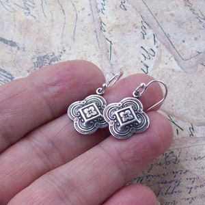 Silver Celtic Earrings, Clover Earrings, Silver Earrings, sterling silver wires, 925, four leaf clover, fashion, bridal image 2