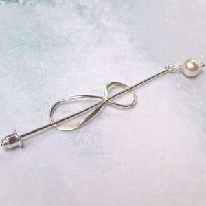 Sterling Silver Infinity Shawl Pin, Infinity Lapel Pin, silver shawl pin, stick pin, hat pin, fall fashion, silver scarf pin
