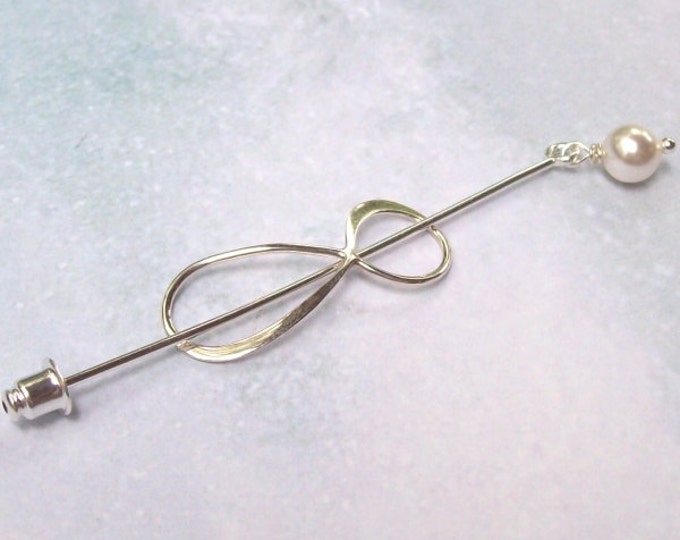 Sterling Silver Infinity Shawl Pin, Infinity Lapel Pin, Silver Shawl ...