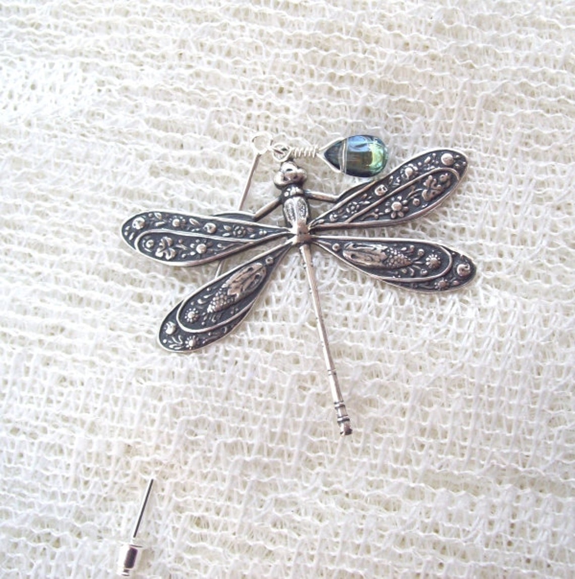 Silver Dragonfly Shawl Pin Dragonfly Sweater Pin Silver Etsy