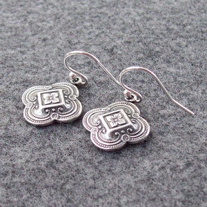 Silver Celtic Earrings, Clover Earrings, Silver Earrings, sterling silver wires, 925, four leaf clover, fashion, bridal image 1