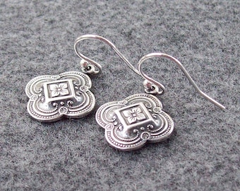 Silver Celtic Earrings, Clover Earrings, Silver Earrings, sterling silver wires, 925, four leaf clover, fashion, bridal