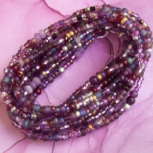 Amethyst Wrap Bracelet, blackberry, beaded wrap, purple wrap necklace, gemstone, long, purple beaded necklace, jade, amethyst, seed