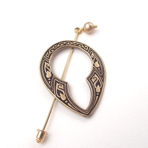 Celtic Shawl Pin, Celtic Lapel Pin, Gold Hat Pin, brass, gold shawl pin, teardrop, fashion, stick pin