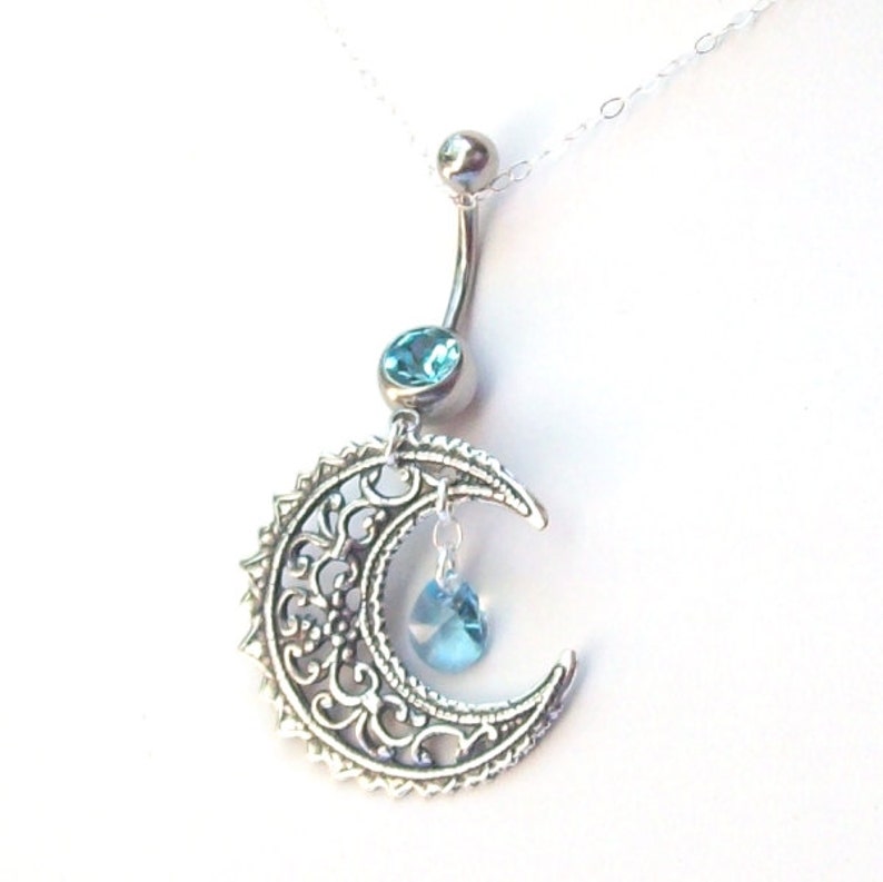 Moon Belly Ring Silver Belly Ring Wiccan Belly Dancer Etsy
