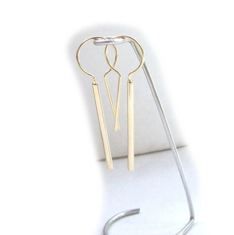 Gold Earrings Bar Earrings hooks threader tube earrings Etsy