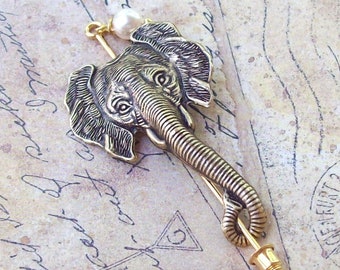 Elephant Shawl Pin, Lapel Pin, gold shawl pin, animal, sweater pin, gold elephant, animal scarf pin, brass, african