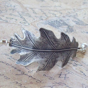 Sm Silver Oak Leaf Shawl Pin, Leaf Scarf Pin, Silver Pin, oxidized, silver shawl pin, matte, fall fashion, organic, barrette, woodland image 3