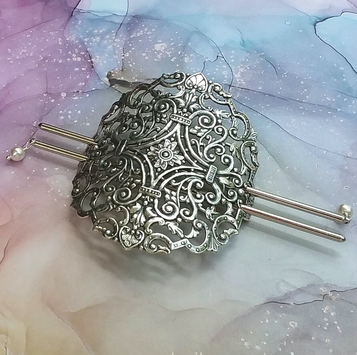 Slide Filigree Lg Celtic Hair Slide, Victorian Filigree Hair Slide, Silver, Cross ...