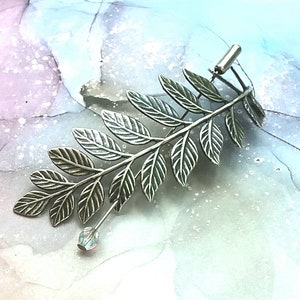 Silver Fern Shawl Pin, Leaf Scarf Pin, silver shawl pin, branch, oxidized, scarf pin, silver sweater pin, antique design