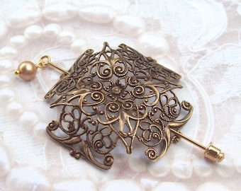 Celtic Cross Shawl Pin, Celtic Lapel Pin, Celtic Stick Pin, golden shawl pin, pagan, brass, spring fashion, gold scarf pin