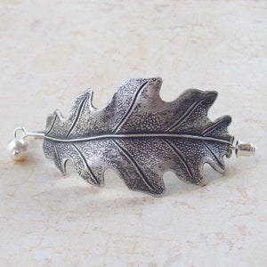 Sm Silver Oak Leaf Shawl Pin, Leaf Scarf Pin, Silver Pin, oxidized, silver shawl pin, matte, fall fashion, organic, barrette, woodland